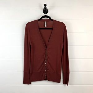 Rust Colored Sz L Zenana Outfitters V neck Copper button up cardigan